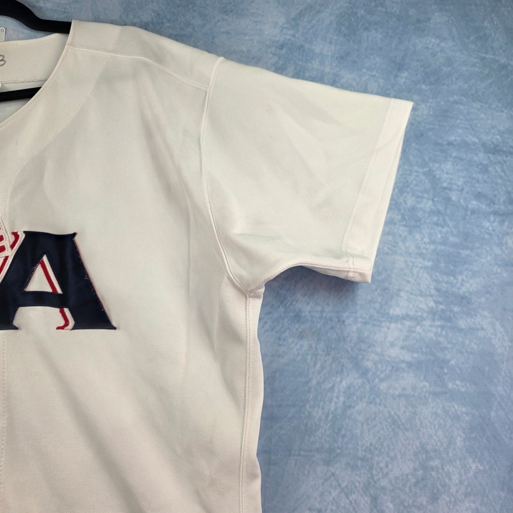 Vintage Russell Athletic USA Baseball Jersey Mens 48 White Button Up Made in USA - Picture 5 of 13